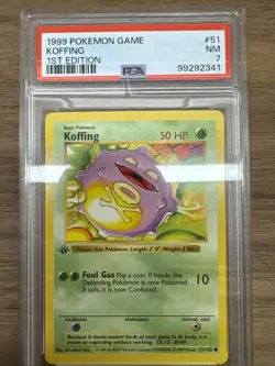 1999 English Pokemon First Edition Base Set PSA 7 NM KOFFING 51/102 - Image 2