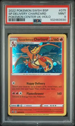 2022 Pokemon Special Delivery Charizard Holo P.M. Center UK Promo SWSH075 PSA 9 - Image 1