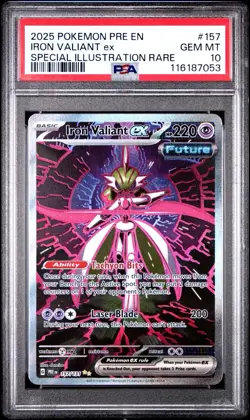 IRON VALIANT EX 2025 POKEMON PRIS SPECIAL ILLUSTRATION RARE 157 PSA 10 - Image 1