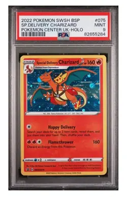 2022 POKEMON SWSH BLACK STAR PROMO #075 SPECIAL DELIVERY CHARIZARD HOLO PSA 9 - Image 1