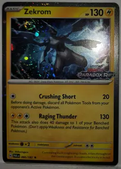 Pokemon TCG Zekrom Swirls 🌀 Cosmo Holo Rare 066/182 Paradox Rift Stamped Promo - Image 1