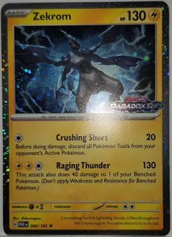 Pokemon TCG Zekrom Swirls 🌀 Cosmo Holo Rare 066/182 Paradox Rift Stamped Promo - Image 3