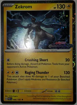 Pokemon TCG Zekrom Swirls 🌀 Cosmo Holo Rare 066/182 Paradox Rift Stamped Promo - Image 4