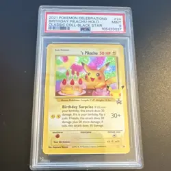 Pokemon Pikachu Holo Birthday Celebrations Classic Collection 24 PSA 9 - Image 1