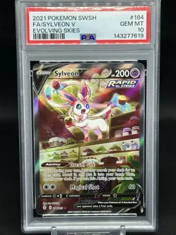 2021 Pokemon Evolving Skies Sylveon V Full Art #184 GEM MT Sword & Shield PSA 10 - Image 1