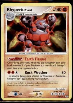 Pokemon Rhyperior 12/130 Diamond and Pearl Holo - Image 1