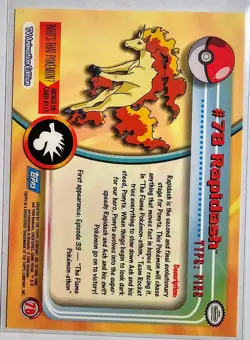 Rapidash #78 2000 Topps Pokemon TV Animation Series 2 Blue Logo - Image 2