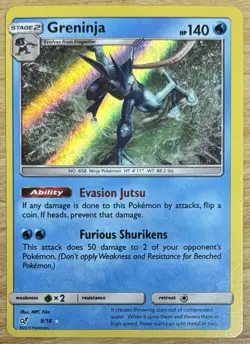 Pokemon TCG Greninja Holo Rare Card Detective Pikachu 9/18 - Image 1
