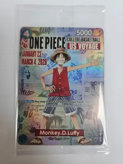 One Piece Monkey D. Luffy U.S. Voyage College Basketball Promo Card-SEALED - Image 1
