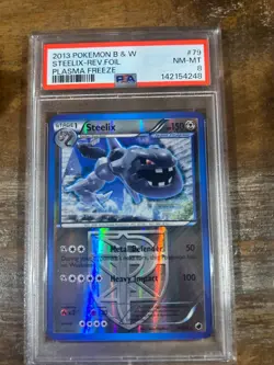 POKEMON 2013 Black White Plasma Freeze STEELIX Reverse Foil #79 PSA 8 RARE - Image 1