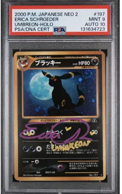 2000 POKEMON JAPANESE NEO 2 #197 UMBREON-HOLO PSA 9 auto 10 from Erica Schroeder - Image 1