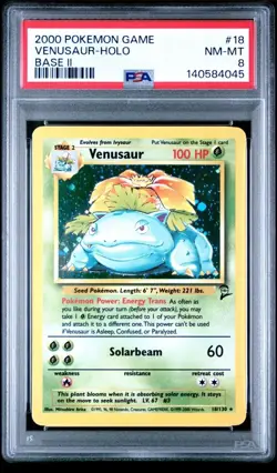 2000 POKEMON BASE SET 2 #18 VENUSAUR-HOLO PSA 8 - Image 1