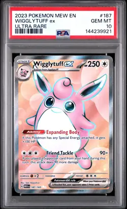 PSA GEM MT 10 - 2023 POKEMON MEW EN-151 ULTRA RARE 187 WIGGLYTUFF ex - Image 1