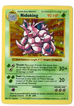 Pokemon TCG - Nidoking - Holo - Shadowless - 11/102 - LP - Image 1