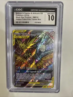 Pokemon Moltres Zapdos Articuno GX SM210 Black Star Promo Hidden Fates CGC 10 - Image 1