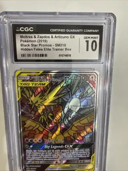 Pokemon Moltres Zapdos Articuno GX SM210 Black Star Promo Hidden Fates CGC 10 - Image 3