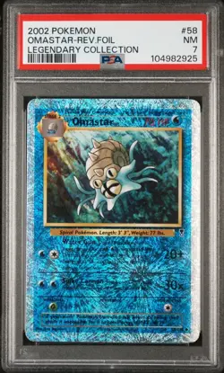 2002 Pokemon Legendary Collection Reverse Foil Omastar #58 PSA 7 - Image 1