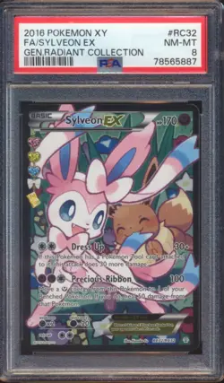 2016 POKEMON XY GENERATIONS RADIANT COLLECTION SYLVEON FULL ART EX #RC32 PSA 8! - Image 1