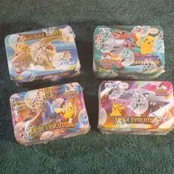 Pokemon Mega Evolution Tin Lot of 4 Pikachu Collectible Tins for Pokemon TCG - Image 1