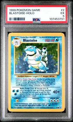 1999 Pokemon Base Set Unlimited #2 Blastoise-Holo PSA 5 - Image 1