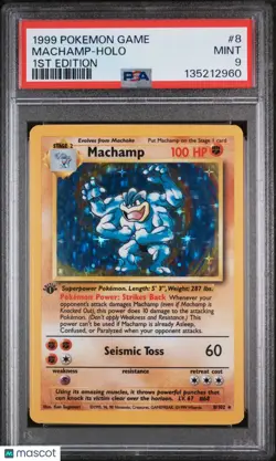 Machamp Holo 1st Edition PSA 9 8/102 1999 Pokemon Game - Image 1
