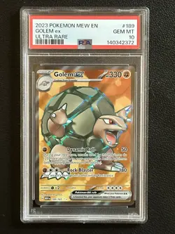 2023 Pokemon Mew En Golem Ex PSA 10 #189 Ultra Rare - Image 1