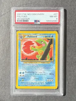 Politoed, 1st Edition Pokemon Neo Discovery 2001, PSA 8, 27/75 - Image 1