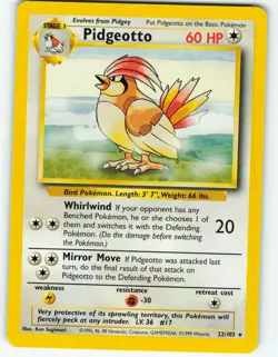 Pidgeotto - 22/102 Base Set - Pokemon TCG - 1999 - Image 1