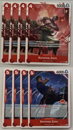 One Piece Roronoa Zoro Playset Bundle – ST21 + OP11 (8 Cards) - Image 1