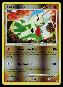 Pokemon Card - Larvitar Mysterious Treasures 87/123 Common Reverse Holo - Image 1