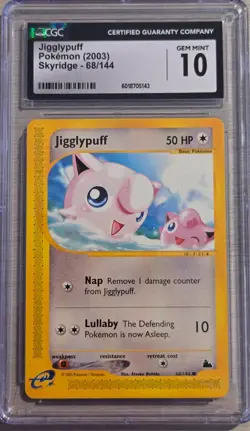 Jigglypuff 68/144 CGC 10 GEM MINT Skyridge 2003 Pokemon Card (POP 38) - Image 1