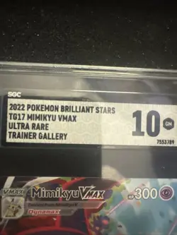 Pokemon Mimikyu VMAX Holo Ultra Rare TCG Card Brilliant Stars TG17/TG30 SGC 10 - Image 2
