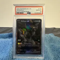 2025 POKEMON BLK EN-BLACK BOLT BLACK WHITE RARE #172 ZEKROM EX PSA 10, US SELLER - Image 1