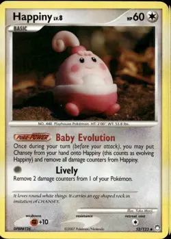 Happiny 52/123 Uncommon DP Mysterious Treasures Pokemon - Image 1