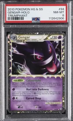 2010 POKEMON HEARTGOLD & SOULSILVER TRIUMPHANT #94 GENGAR-HOLO PSA 8 - Image 1
