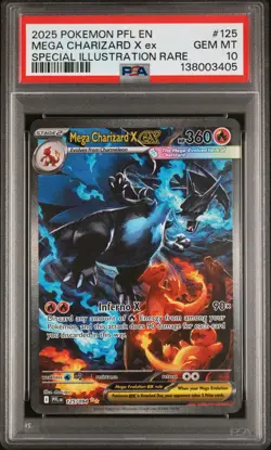 2025 POKEMON PFL EN-PHANTASMAL FLAMES #125 MEGA CHARIZARD X EX PSA 10 - Image 1