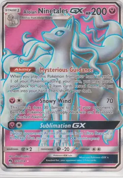 1x Alolan Ninetales GX - 205/214 - Full Art Ultra Rare Lightly Played Pokemon SM - Image 1