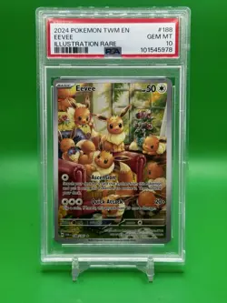2024 POKEMON TWM EN-TWILIGHT MASQUERADE ILLUSTRATION RARE #188 EEVEE PSA 10 - Image 1