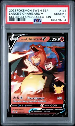 PSA 10 Lance's Charizard V 133 Celebrations Collection Pokemon - Image 1