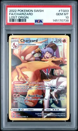 2022 POKEMON SWORD & SHIELD LOST ORIGIN #TG03 FULL ART/CHARIZARD PSA 10 - Image 1