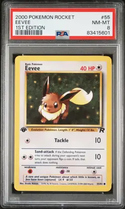 2000 POKEMON ROCKET 1ST EDITION #55 EEVEE NM-MT PSA 8 - Image 1