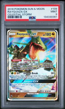2018 POKEMON SUN & MOON CELESTIAL STORM #109 RAYQUAZA GX PSA 9 - Image 1