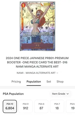 2024 One Piece TCG Jpn OP01-016 Manga Rare Alternate Art Nami PSA 10/10 Gem Mint - Image 3