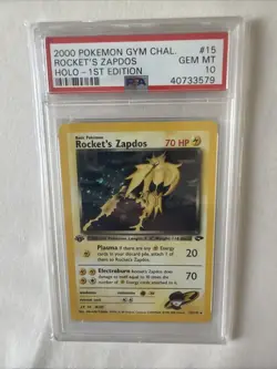 2000 POKEMON GYM CHALLENGE #15 ROCKET'S ZAPDOS HOLO-1ST EDITION - Image 1