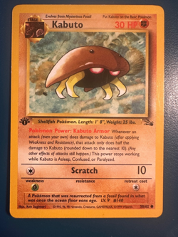 Pokemon TCG Kabuto Fossil 1st Edition Common Card 50/62 LP - Image 1