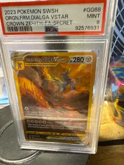 Pokemon Origin Forme Dialga VSTAR Crown Zenith Secret Rare Full Art #GG68 PSA 9 - Image 1