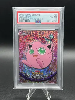 2000 Topps Chrome Pokemon TV Jigglypuff Sparkle #39 PSA 8 - Image 1