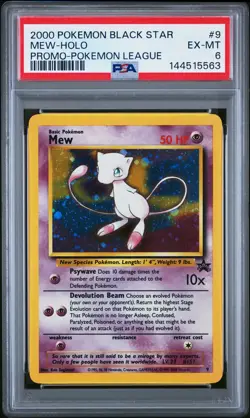 2000 POKEMON PROMO BLACK STAR POKEMON LEAGUE #9 MEW-HOLO PSA 6 - Image 1