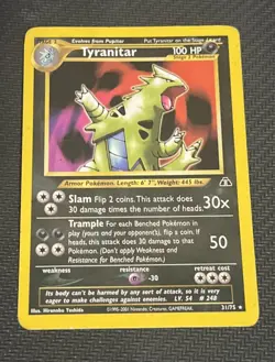 2001 Pokemon Neo Discovery Tyranitar Lightly Played No. 31/75 - Image 1