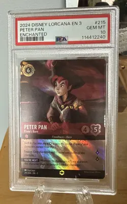PETER PAN - PIRATE'S BANE 2024 Disney Lorcana EN 3-Enchanted #215/204 PSA 10 - Image 1